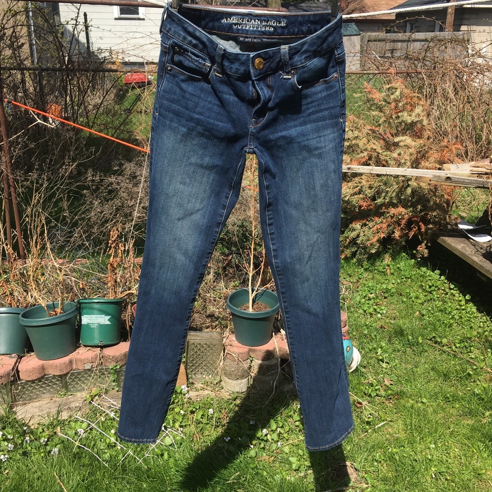 Size 4 Short American Eagle Dark Blue Jeans EUC